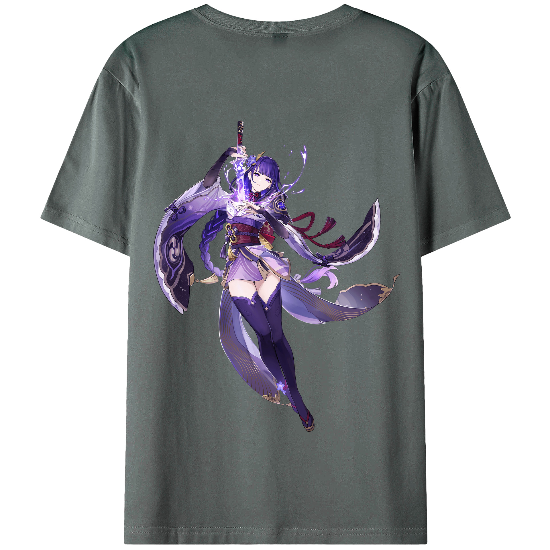 げんし神 雷電将軍 らいでんしょうぐん genshin Raiden Shogun 綿100％半袖Tシャツ（背面プリント）